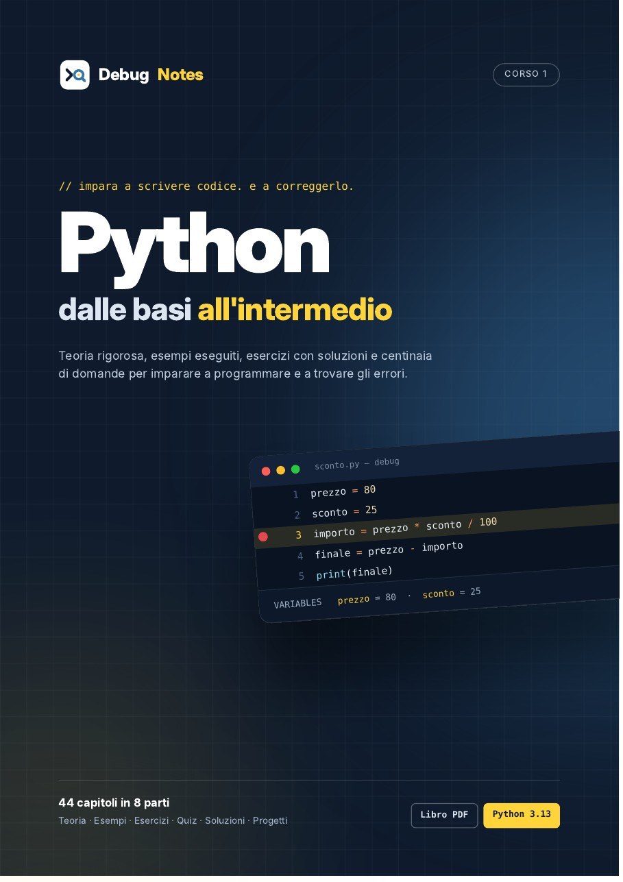 Copertina Corso 1 · Python dalle basi all'intermedio
